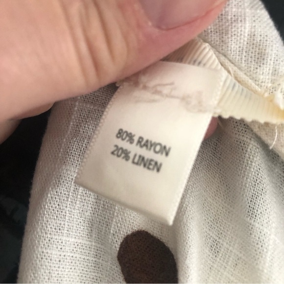 Monteau Lenin Blend Cream Brown Polkadot Jumpsuit Womem Size Xsmall - Picture 8 of 8